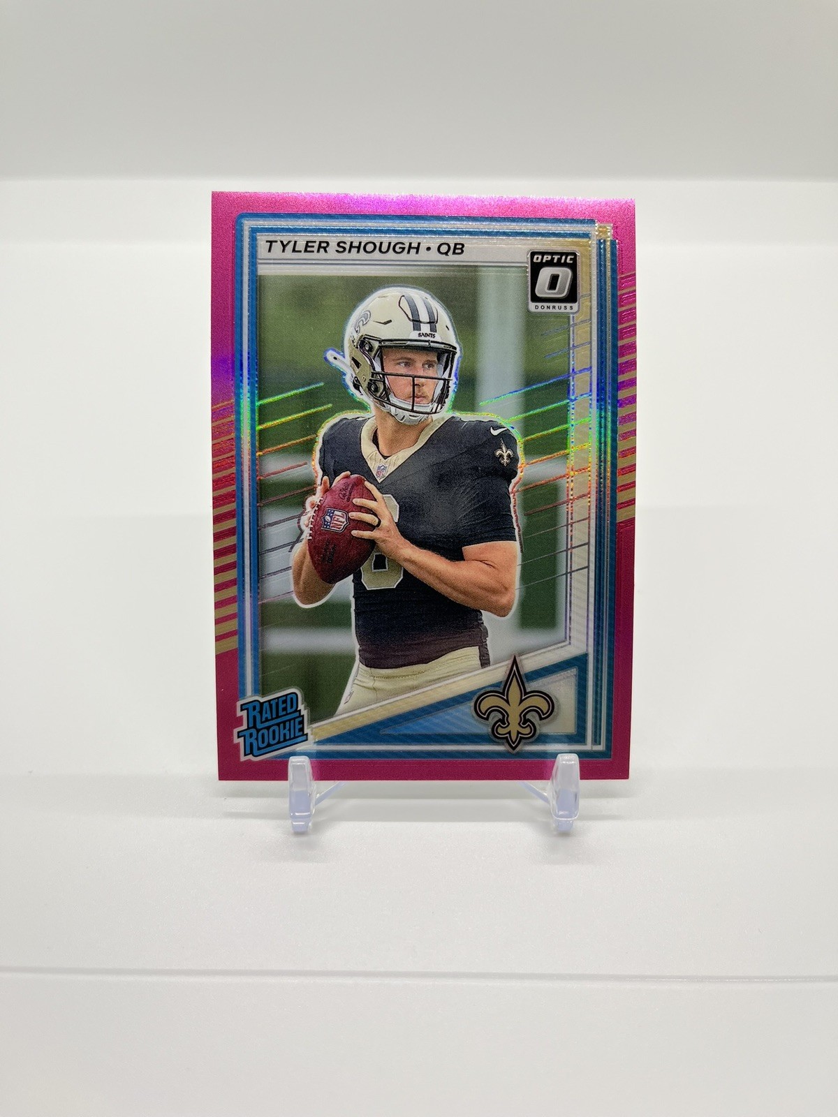 2025 Donruss - Rated Rookie Tyler Shough #304 Optic Preview Pink Prizm