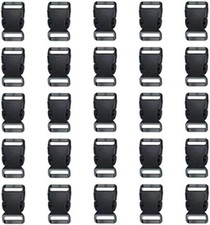 3/4 Inch, 25 Pack Black Plastic Side Release Buckle for Paracord Bracelets 3...