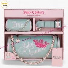 Juicy Couture Heritage Barrel Bag 3 Piece Set Ment Pink Brand New