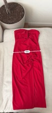 Fashion Nova Red Strapless Ruched Ruffle Bodycon Midi Dress Women’s Size S