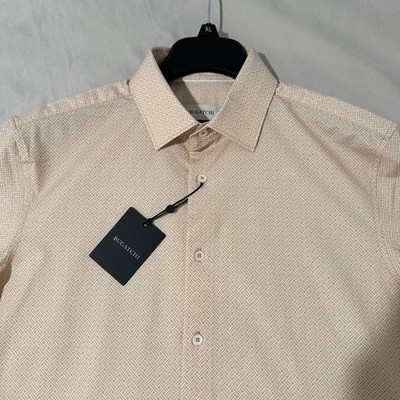 Bugatchi Shirt Men s GF9470F40 Breathable Miles Basketweave SS Papaya NWT