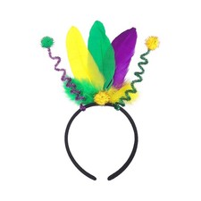 Mardi Gras Headband Feather Fascinator Headbands 1920's 's 20s 50s Hat Tea Pa...