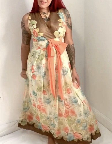 Vintage 70s Prairie Maxi Dress Made in California Floral Cottagecore Boho S/M - Image 1