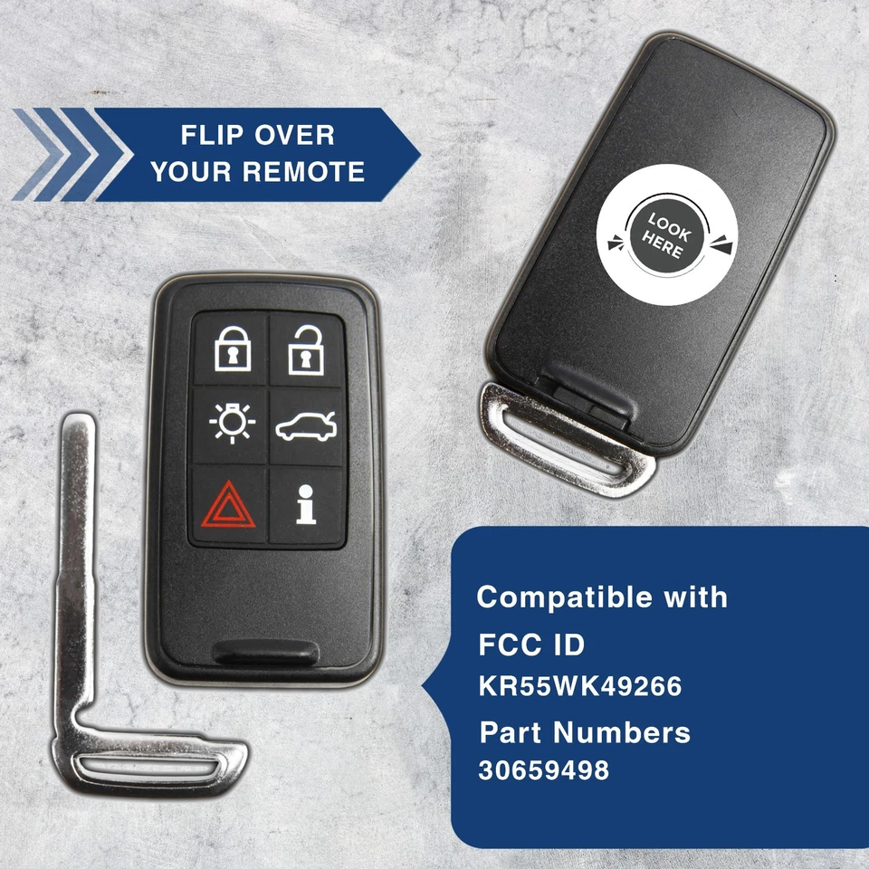 Key Fob Remote for Volvo S60 S80 V60 V70 XC60 XC70 6-Button (KR55WK49266) - Imagem 4 de 4
