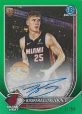 2025-26 Bowman Chrome Auto Kasparas Jakucionis RC Miami Heat BCA-KJ Green /99