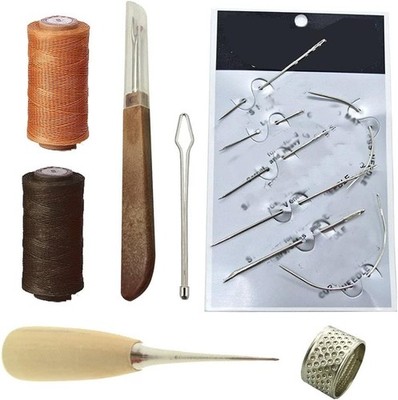 13 Teile Leder Reparatur Set, Leder Handwerk Hand Nähwerkzeug mit Nähkegel Nadel