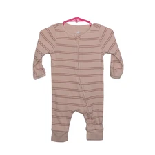 Cloud Island Pink Mauve Striped Long Sleeve Cotton Baby Pajamas Size 0-3 Months