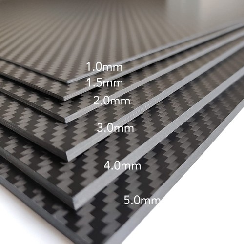 Carbon Fibre Sheet 3K Rigid 100% Carbon Matte Twill Thickness 0.2mm - 10mm - Afbeelding 2 van 7