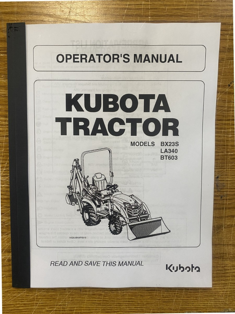 BX23S LA340 BT603 Tractor Operator Instruction Maintenance Manual