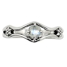Natural Rainbow Moonstone - India 925 Sterling Silver Ring s.7 Jewelry R-1720