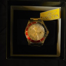 Invicta Pro Diver Men's Wristwatch Silver Dial Red Bezel Bracelet Box