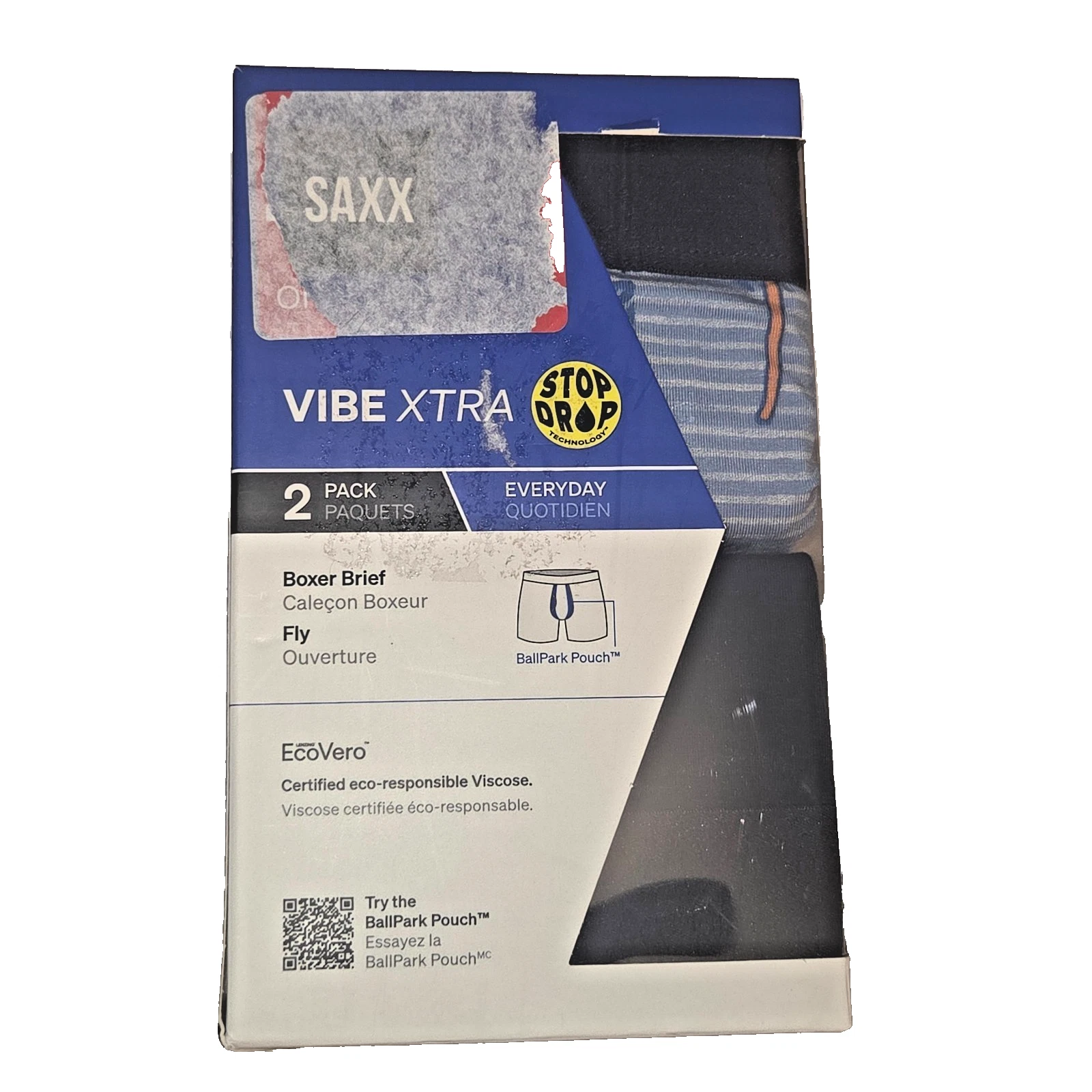 SAXX Men’s Viscose Boxer Brief 2-Pack Blue Stripe Palm Tree Print Small $61 NWT