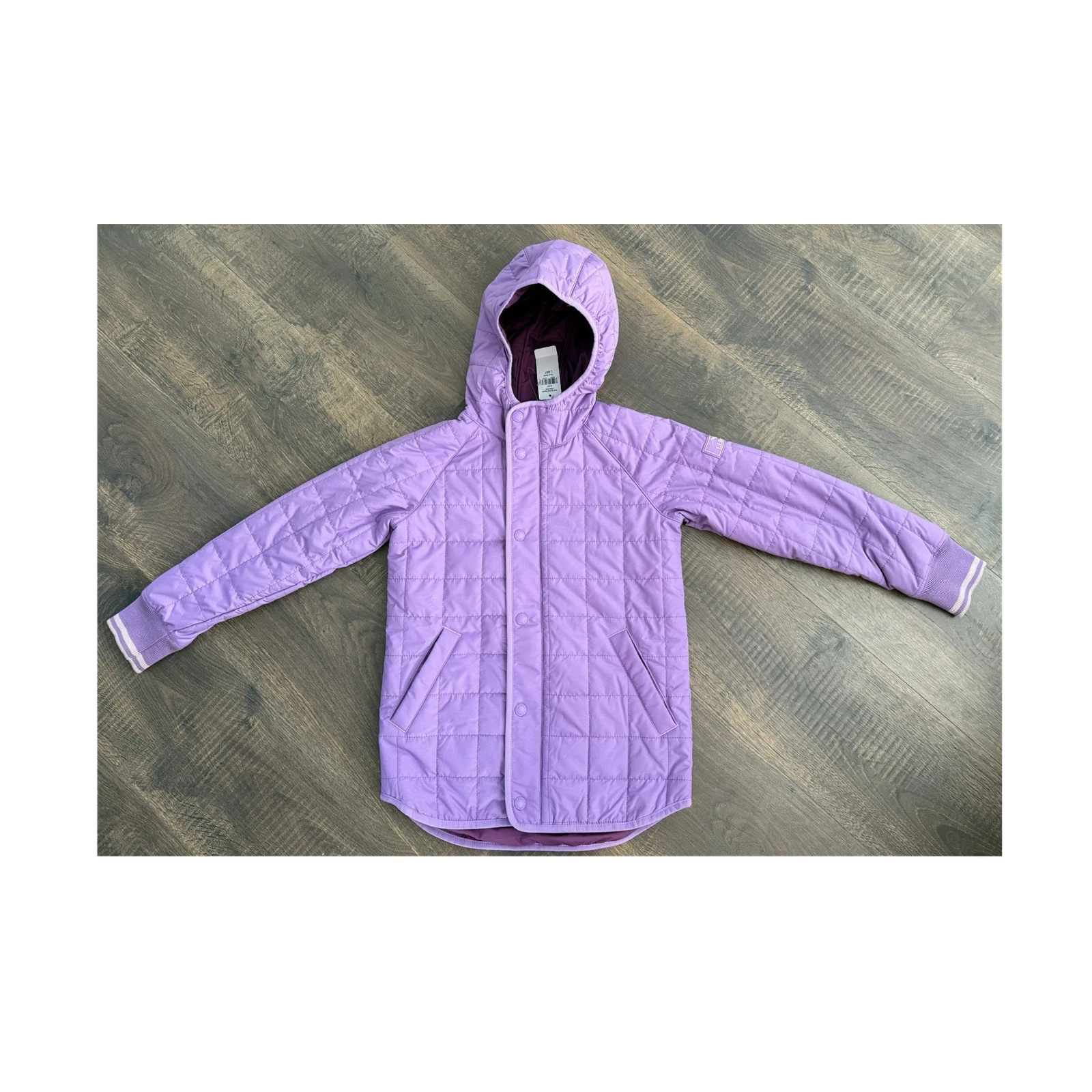 L.L. Bean Girls Snow Quilted Jacket True Violet Hooded L 6X/7