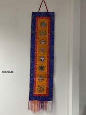 Tibetan Buddhist Wall Hanging Banner/ Brocade, 8 Auspicious Symbols