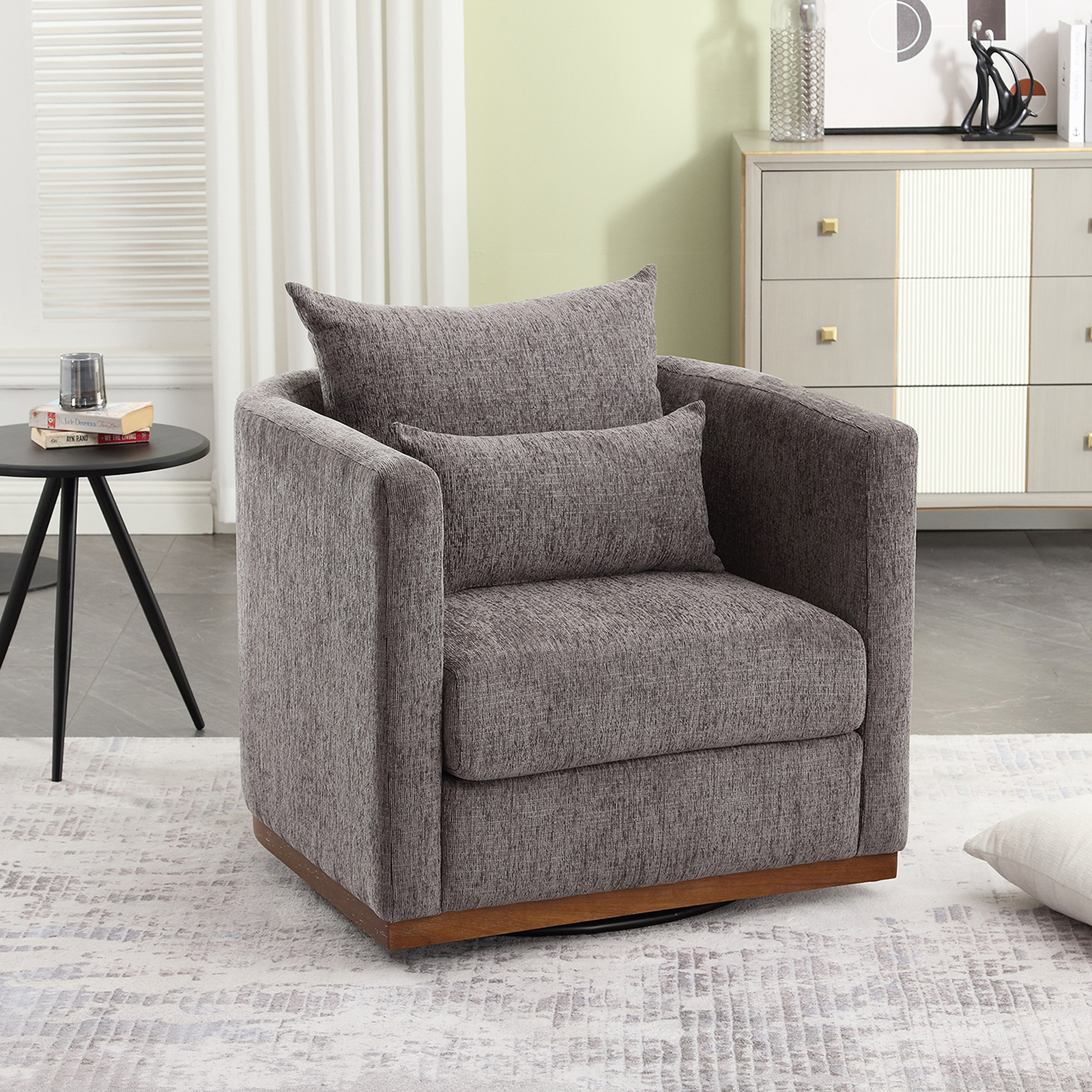 COOLMORE 360 Swivel Barrel Accent Sofa Chair for Living Room Comfort