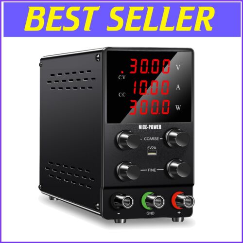 High Precision Adjustable DC Power Supply 30V 10A with LED Display & USB Port