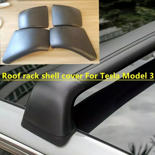 4PC Black Roof Rack Cover Rail End Shell Replacement For Tesla Model Y 2021-2023 - Foto 9 di 18