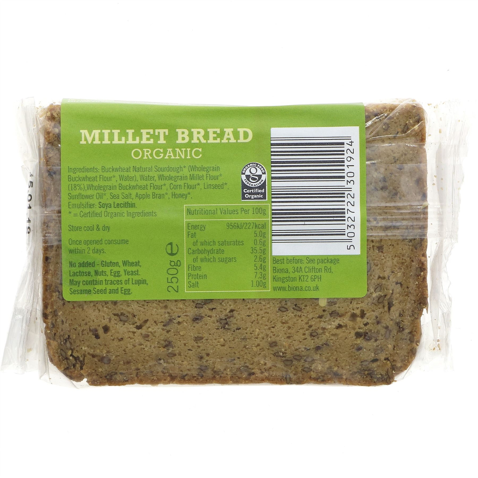 Biona Millet Bread Organic 250G eBay