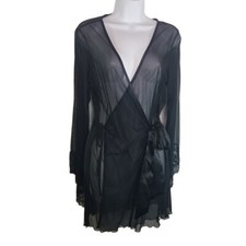 Y2k Fredericks of Hollywood black mesh lace robe womens S/M