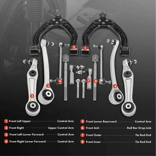 12 Pcs Control Arm Kit Front Upper Lower for Tesla Model S 5YJS AWD 2014-04/2016 - Picture 3 of 11