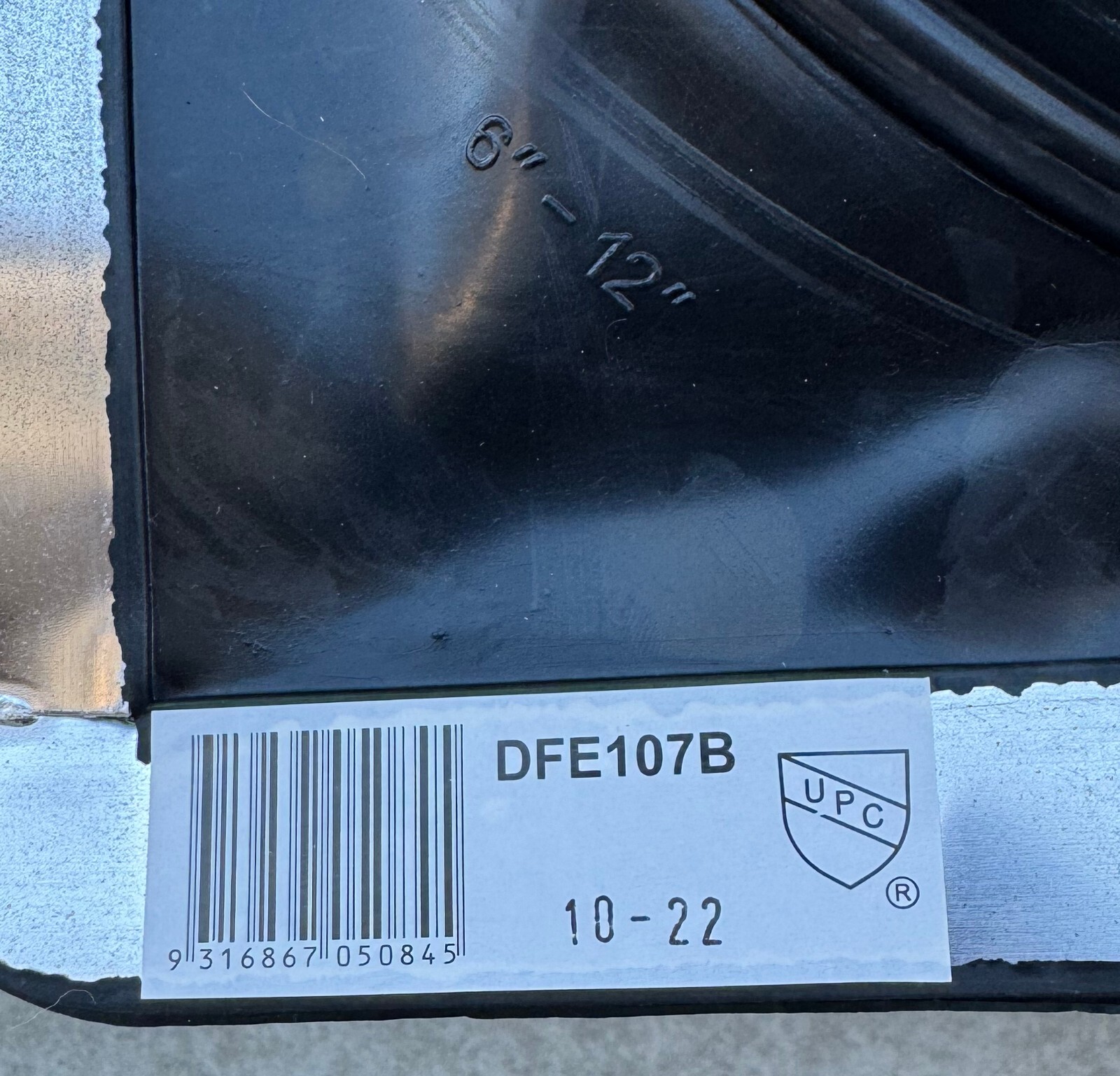 DEKTITE PREMIUM #7 BLACK EPDM METAL ROOF PIPE FLASHING SQUARE OD PIPE 6"-12"