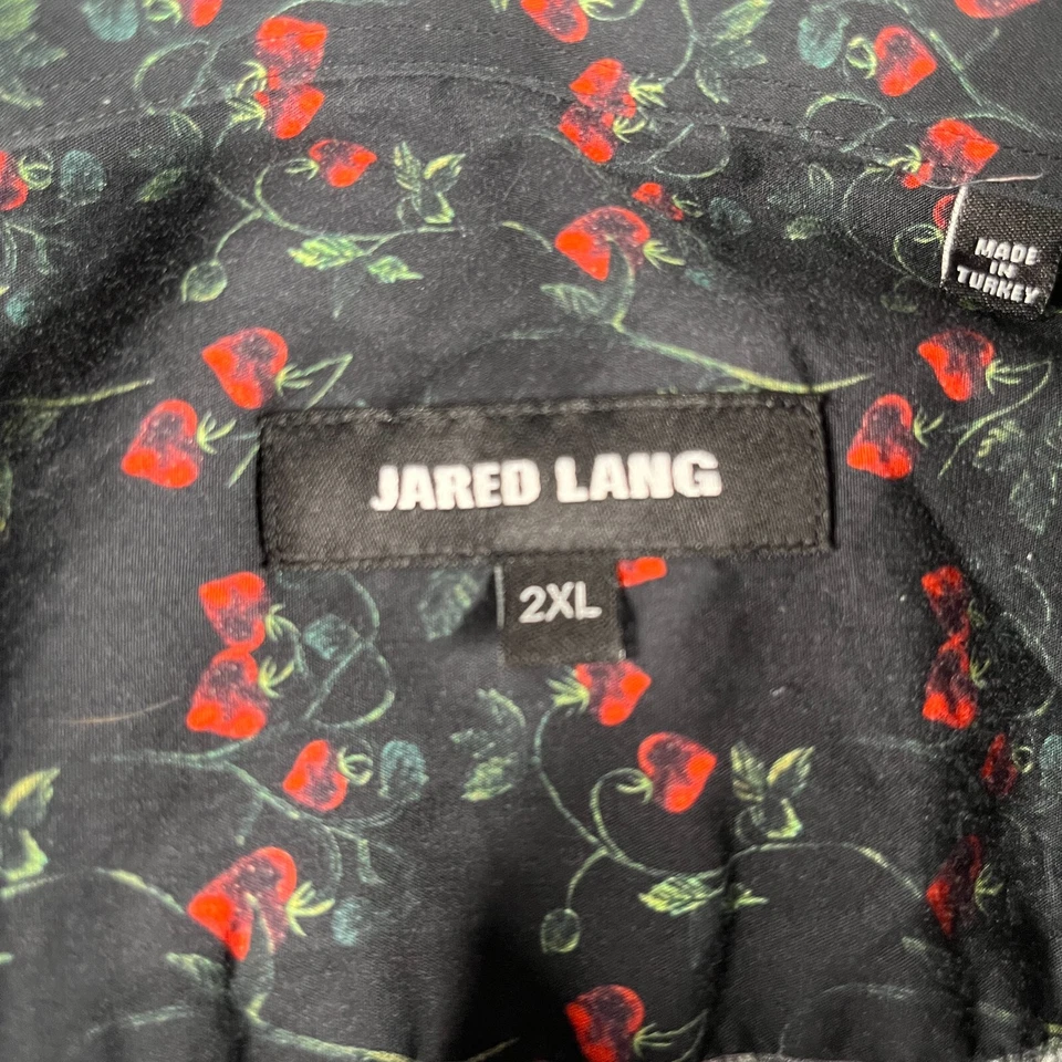 Camisa Jared Lang 2XL Negra Rosa Estampado Completo Abotonada Manga Larga Informal Para Hombre Foto 4 de 4