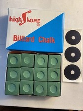 12 pieces 1 Dz Green Pool Billiard Cue, Chalk ,Que,Q, Free 3 Large Table spots