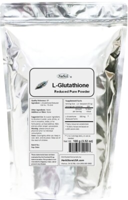 glutathione in powder form NuSci L-Glutathione Powder Pure Reduced Form 10 g (0.352 oz)/ bottle  antioxidant