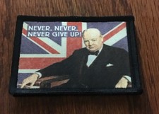 Never Give Up Churchill Morale Patch Tactical Military Army Hook Flag Union Jack