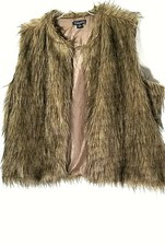 Women's Brown Faux Fur Sleeveless Vest Jacket 2x 22 24 Outerwear