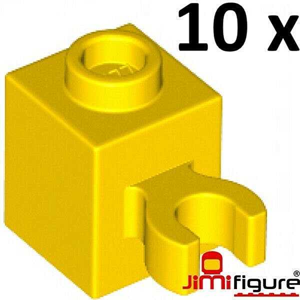 NEW 10 x LEGO 1x1 Modified Brick with Clip Vertical Grip Yellow 60475b ...