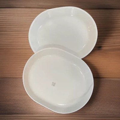 Corning Set of 2 Oval Dinner Plates 12.25  Corelle Winter Frost White Serving Pl
