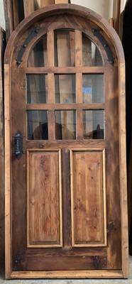 Rustic reclaimed lumber arched top door Pre hung you choose size/glass farmhouse