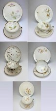 Lotto 5 tazze vintage da collezione 3 pezzi coperti Bavaria anni 50/60 fiori bordo oro
