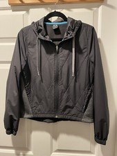 Oakley Black Gray Long Sleeve Pockets Hooded Full-Zip Womens Jacket Size Small