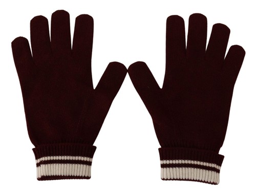 Dolce&Gabbana Men Red White Gloves 100% Cashmere Crown Embroidery Casual Mittens - Picture 5 of 5
