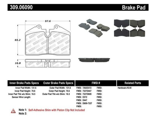 StopTech 309.06090 Sport Front Brake Pads for 86–98 Porsche 911/928/944/968 - Picture 8 of 12