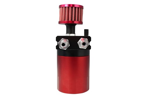 CATCH CAN RED BLACK R2 ROUND OIL RESERVOIR TANK BREATHER FILTER 15mm UNIVERSAL - Picture 3 of 8