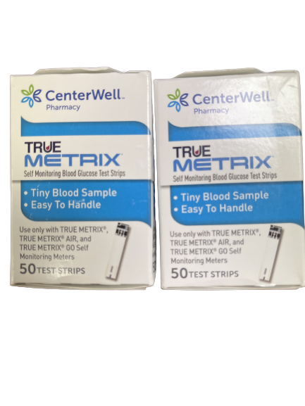 100 CenterWell True Metrix Diabetic Blood Glucose Test Strips
