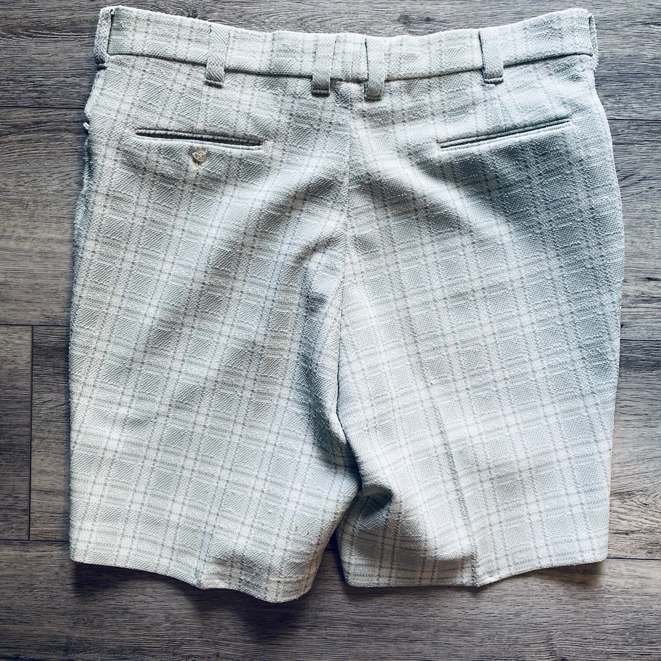 Vintage 70s SEARS Shorts Mens Size 36 PermaPrest Polyester Leisure Golf Green - Image 2 of 4