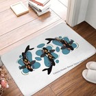 Bedroom Mat Black Koi Fish Doormat Flannel Carpet Entrance Door Rug Home Decor