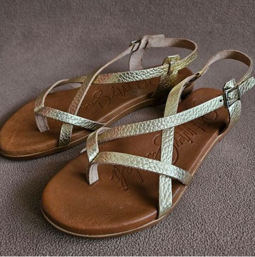 Oh My Sandals Doya Platino 4952 Gold Eco-Leather Sandals UK 5 New & Boxed