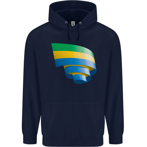 Curled Gabon Flag Gabonese Day Football Childrens Kids Hoodie - Picture 85 of 88