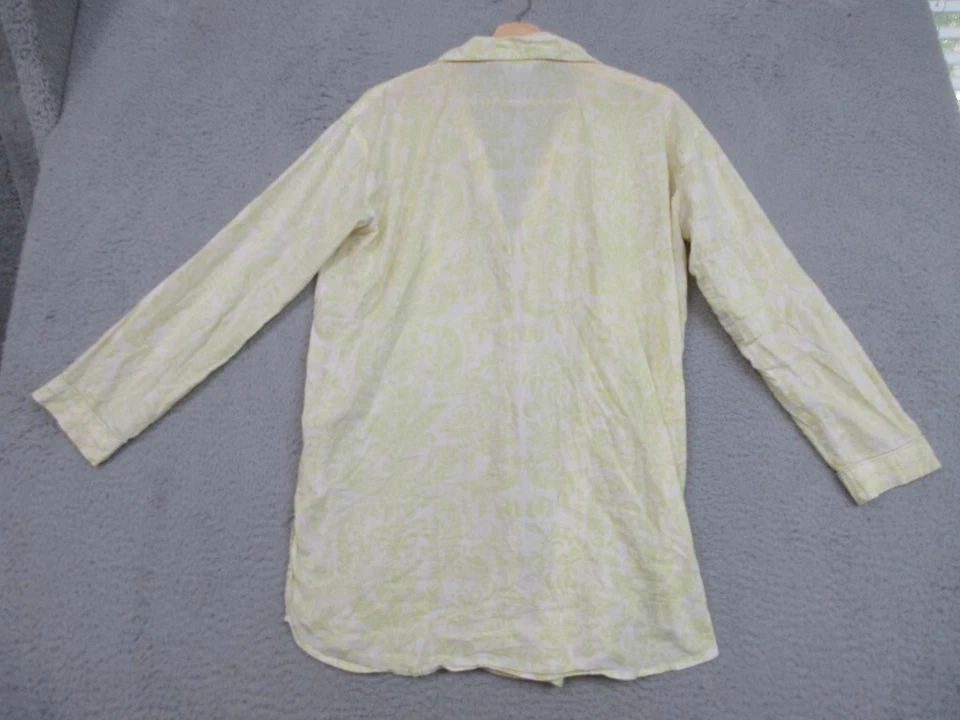 Conjunto de Pijama Pine Cone Hill Mujer M Amarillo Blanco Damasco Estampado Camisa Pantalones Relajado Foto 2 de 4