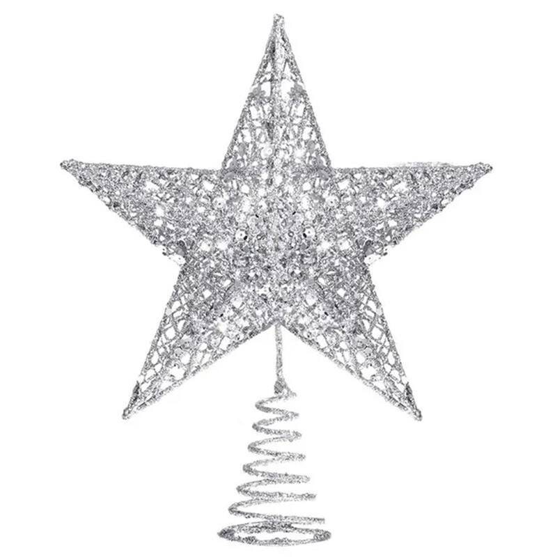 LED Christmas Tree Star Topper Glitter Ornaments Party Decoration Xmas