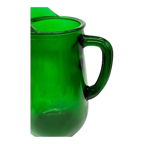 Vintage MCM Anchor Hocking Smaragdgrün Prise Ausguss Wasser Saft Krug 8" hoch - Bild 9 von 10