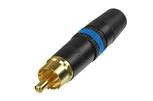 Rean Neutrik NYS373-6. Male RCA Phono Connector. Audio Video HIFI Sub Blue Band - Picture 2 of 5