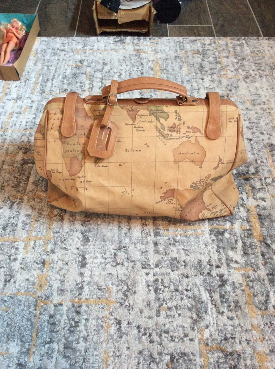 Vintage GITANO Atlas Map Print Weekend/Travel Duffel Carry On Bag