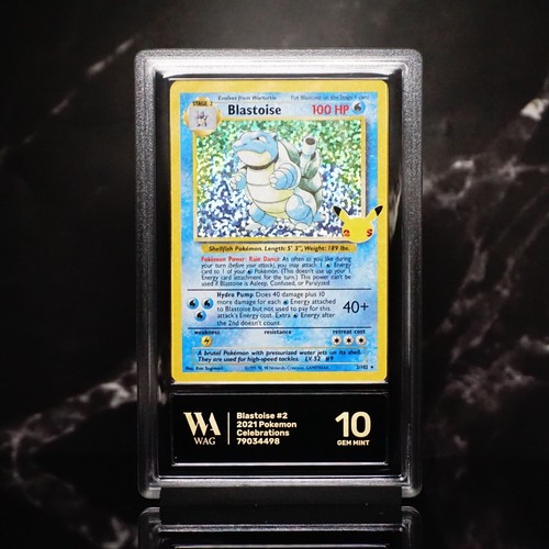 Graded WAG Gem Mint 10 Blastoise 2/102 Celebrations 25th Anniversary Pokémon