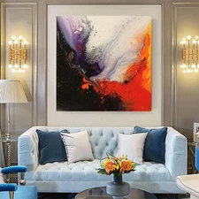 Abstract Handmade Modern Oil Painting On Canvas Painting Palette Purple Art